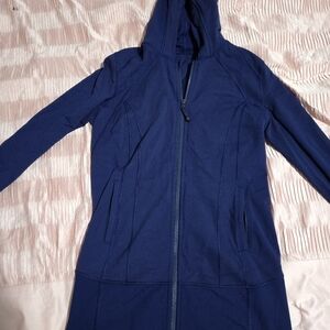 Navy Blue Hooded Zip-Up Jacket